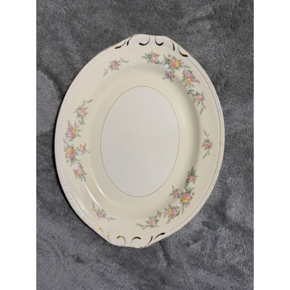 Vintage Homer Laughlin Georgian Eggshell Rose Pattern 1940s Serving Platter